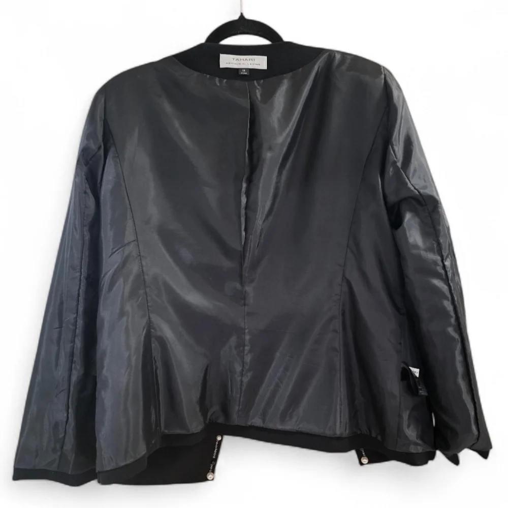 Tahari Luxe Black Blazer Jacket With Beads Size 12 - Picture 9 of 16